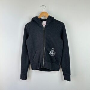 PINK Victoria's Secret Academy Gray Full Zip Hoodie Sweatshirt Womens Small